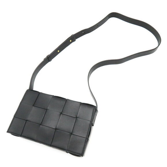 Bottega Veneta Cassette Crossbody Bag Shoulder Bag Leather Black - Picture 6 of 10